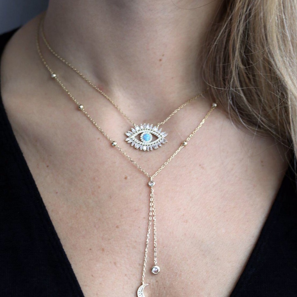 A crystal-inset eye charm